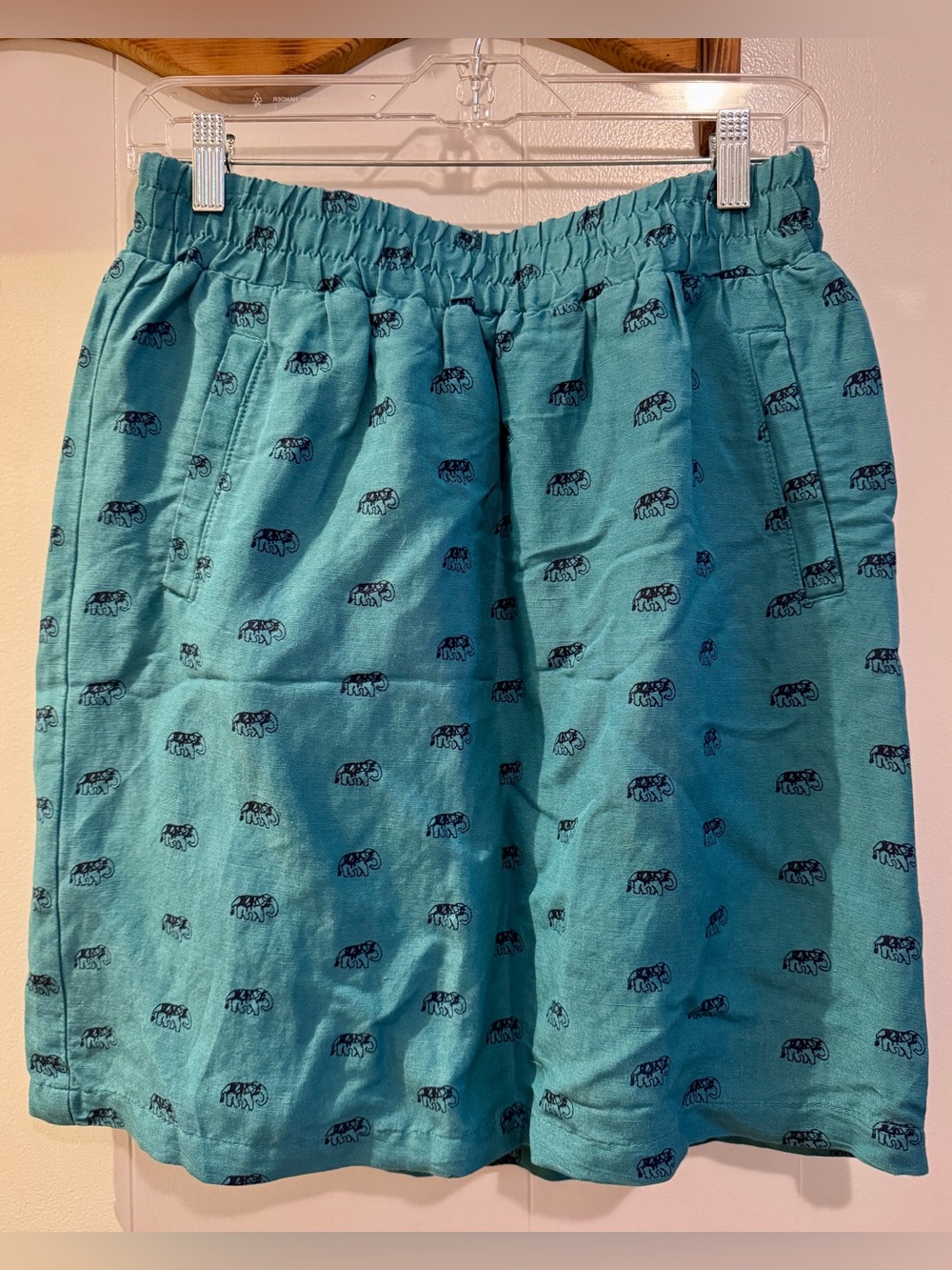 LOFT Teal Elephant-Print Skirt